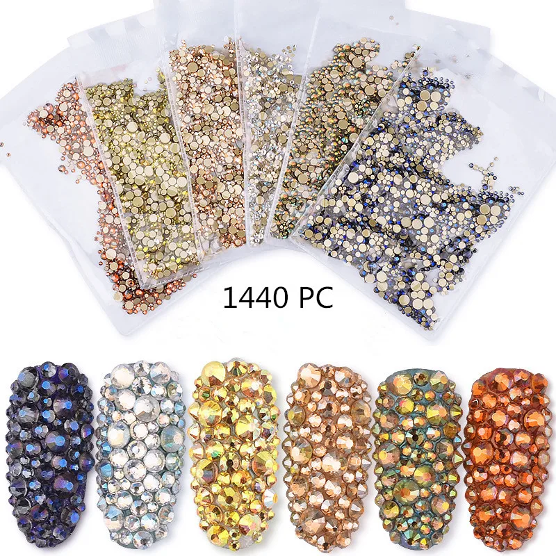 

1Pack Mix SS3-SS20 Nail Rhinestones Colorful AB Crystal Glass Stone Non Hot Fix Flat Back Strass Gems Shiny Nail Art Decorations