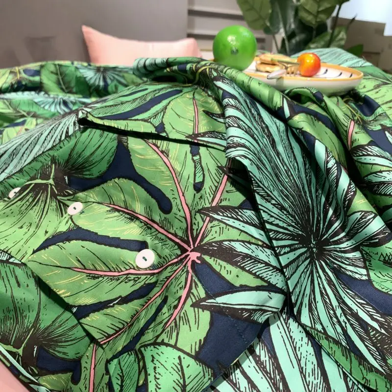 

Vibrant Tropical Leaves Green Duvet Cover Set Egyptian Cotton Soft Bedding Set Bed Sheet Comforter Cover 4Pcs Queen King size