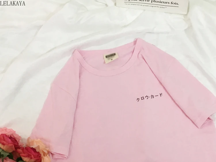 Футболка в японском стиле Харадзюку Милый хлопковый топ свободного покроя с