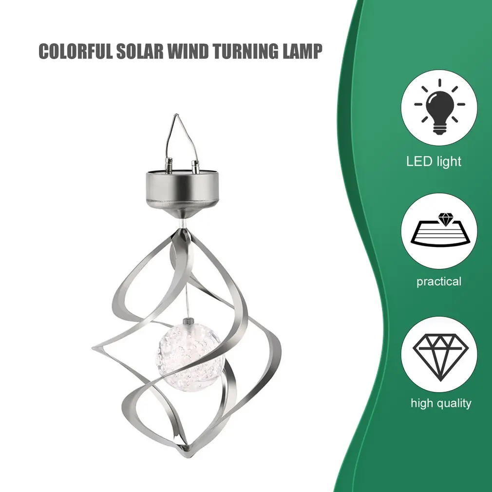 

High Quality Color Changing Solar Powered LED Wind Chimes Wind Spinner Outdoor Hanging Spiral Garden Light Courtyard Decoration