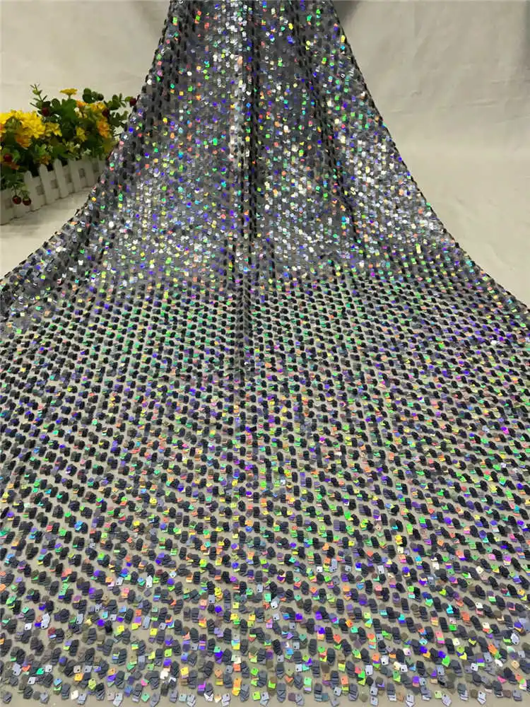 Фабрика предлагает 2020 нигерийские пайетки кружева вышивки ткани последние