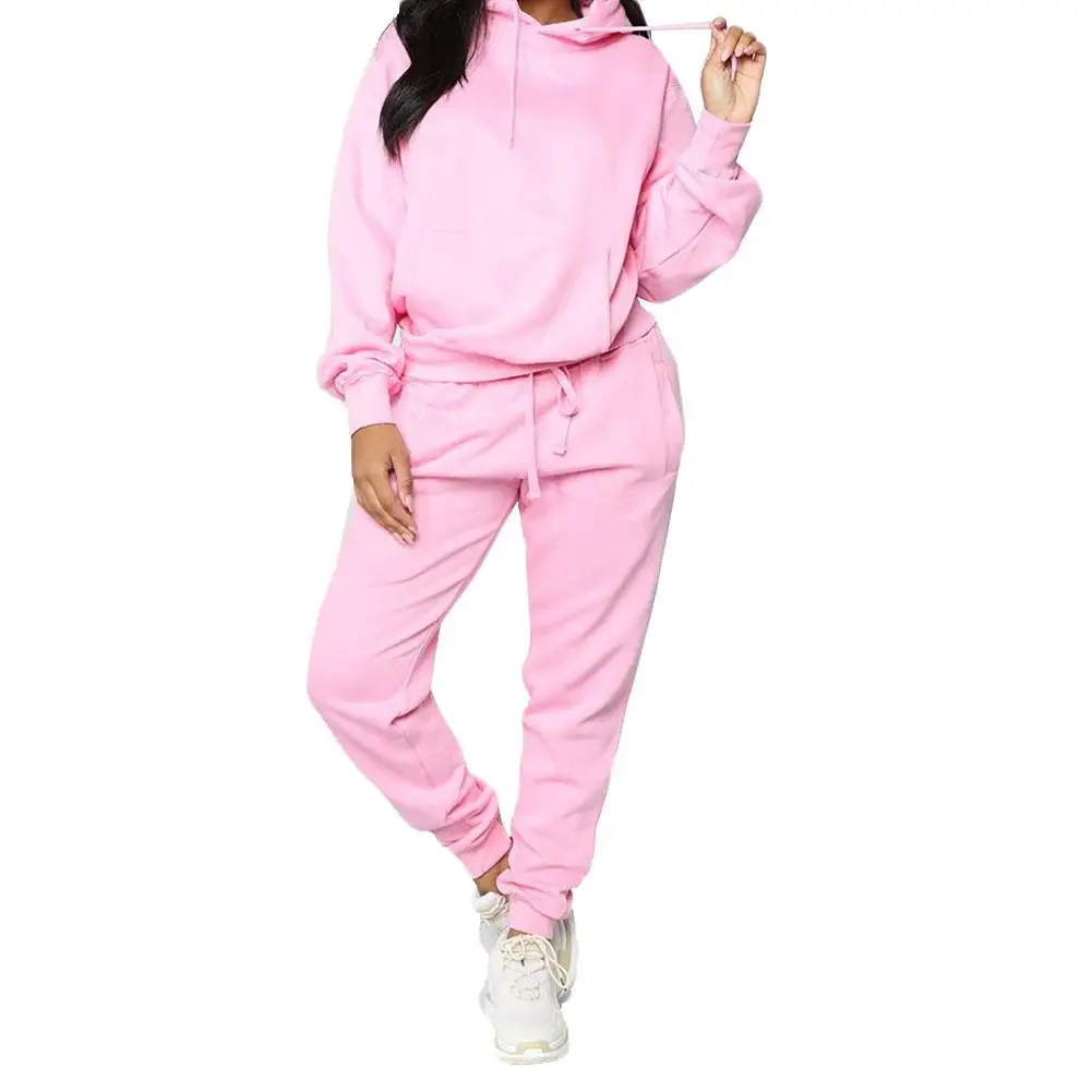 

Однотонный женский спортивный Повседневный пуловер с длинным рукавом и капюшоном, свитшот, брючный костюм, женский Повседневный Топ с капю...