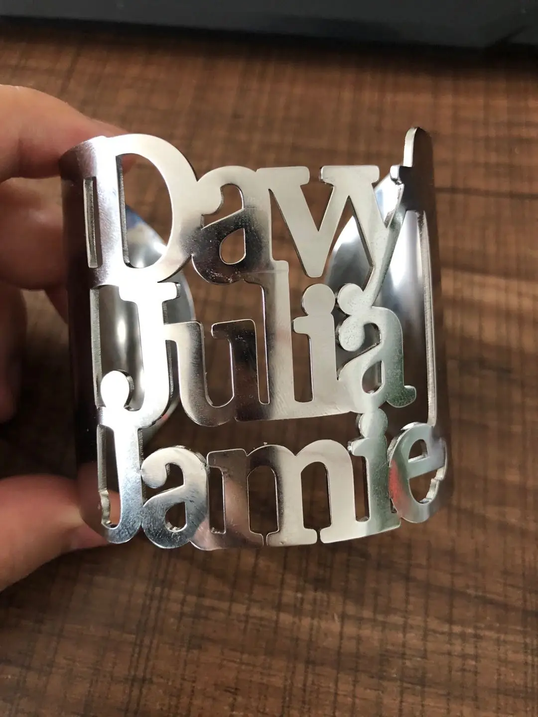 Personalized 3 Name Bangles Customized Stainless Steel Adjustable Big Size Women Family Cuff Bracelet For Anniversary Gift