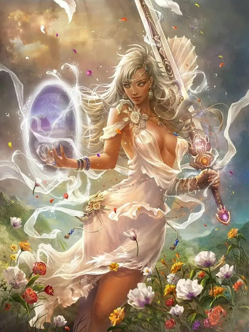

JMINE Div 5D Elf Sexy Flower Fairy Full Diamond Painting cross stitch kits art High Quality Cartoon 3D paint by diamonds