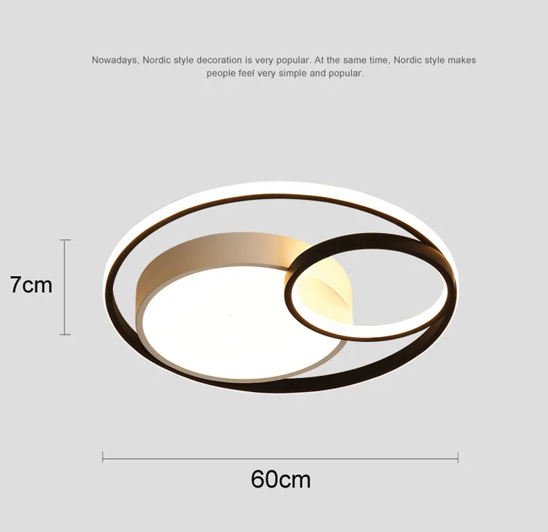 Creative LED rings Ceiling Lamp New design lamp For Living room Bedroom Round Moon White Black Gray | Лампы и освещение