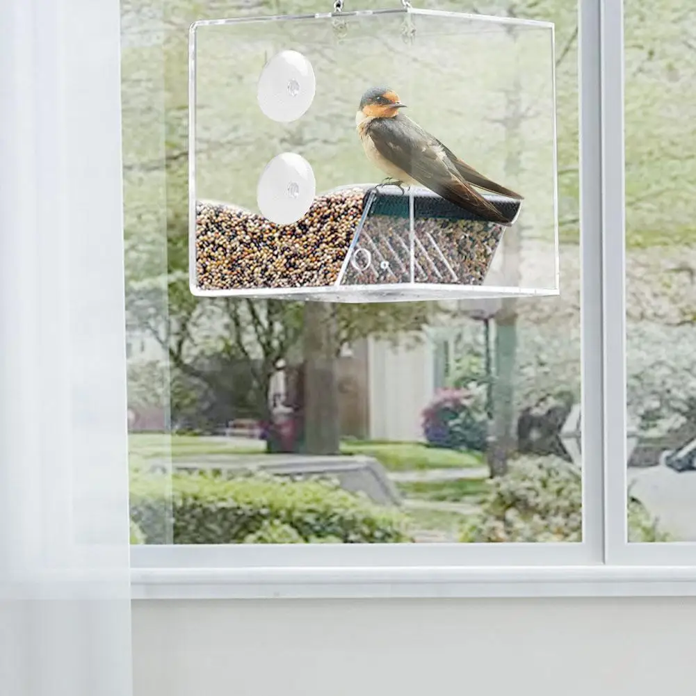 Подвесная кормушка для диких птиц оконная Крепкие присоски и съемный поднос