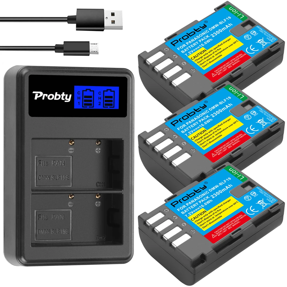 3 шт. DMW-BLF19 DMW-BLF19E DMW-BLF19PP BLF19E Батарея + ЖК-дисплей двойной Зарядное устройство для