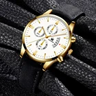 Роскошные кожаные мужские часы, модные часы с искусственным хронографом и календарем, кварцевые наручные часы, деловые повседневные часы для мужчин, Прямая поставка