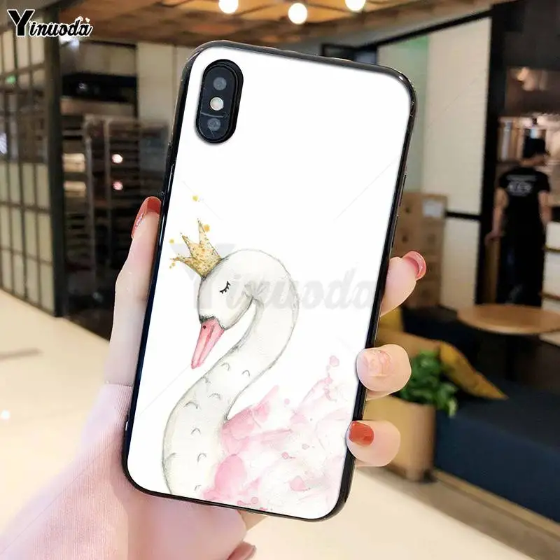 YiNuoDa Белый лебедь черный мягкий чехол для телефона iPhone 6 6S 7 8 Plus X XS MAX 5 5S SE XR 11 pro max