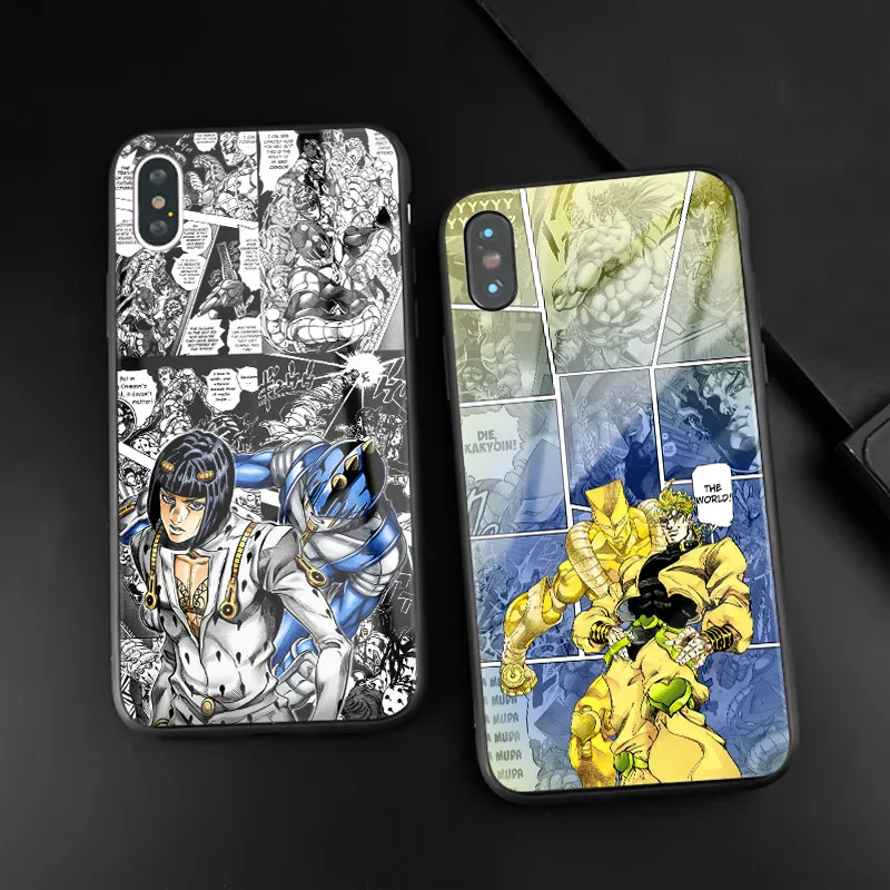 JoJo's Необычные Приключения JoJo аниме закаленное стекло глянцевый чехол для телефона в виде ракушки для Apple iPhone 6S 7 8 Plus X XR XS 11 PRO MAX