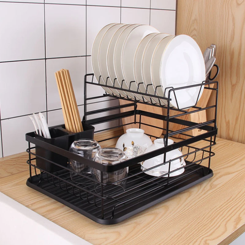 

Stainless Steel Dish Drying Rack Kitchen Organizer Drainer Plate Holder Dish Shelf With Tray 2020 New