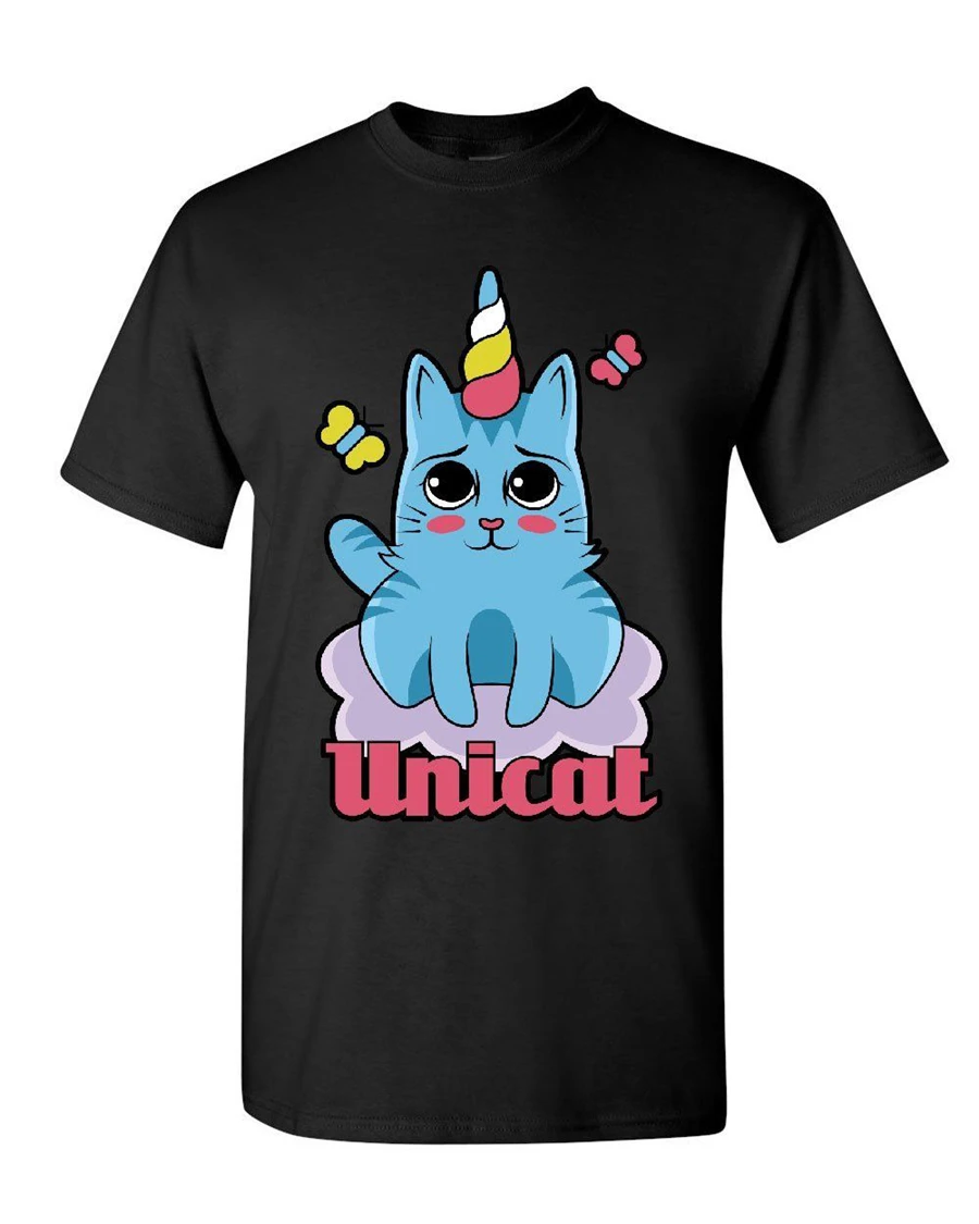 Unicat топы футболка милая очаровательная единорог кошка леди котенок сказка