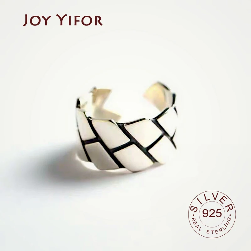 

925 Sterling Silver Rings for Women pattern black vantage Geometric 925 Silver Wedding Fine Jewelry Minimalist Gift