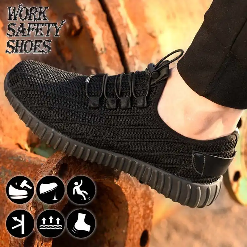AtreGo/Мужская защитная обувь со стальным носком рабочие кроссовки нескользящие