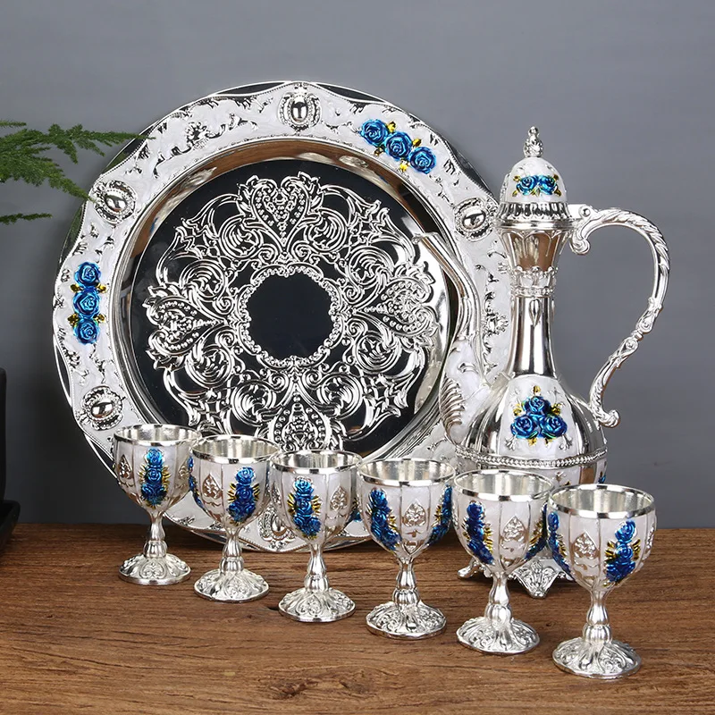 Винный набор: декантер для вина, фляга в стиле тыквы, кружка для домашнего бара, набор металлических бутылок для напитков, белый.