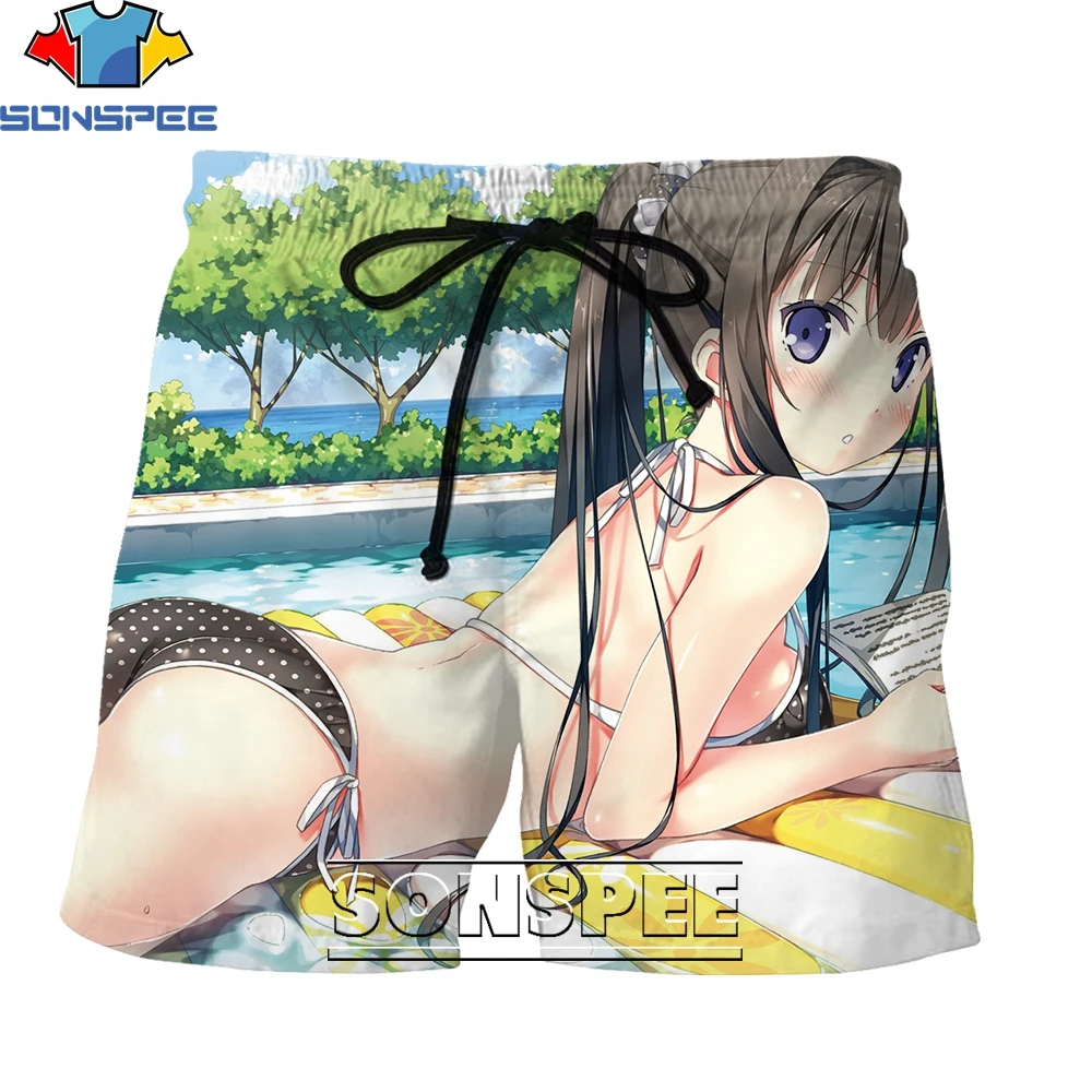 

SONSPEE Fashion Cartoon Anime Beach Sexy Girls Loli Series 3D Printing Men's Shorts Summer Creative Personality Casual Hip Hop