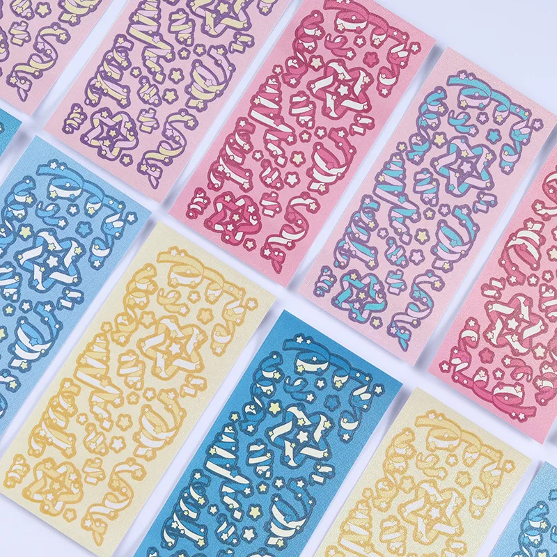 

INS Rainbow Candy Color With Waterproof Laser Stickers Decoration Manual Photo Album Scrapbook Stationery Stickers