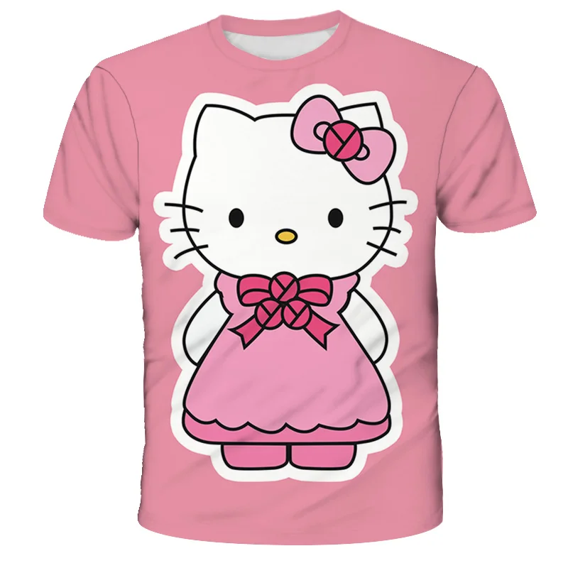 Футболка с принтом hello kitty Модная рубашка для девочек Высококачественный и
