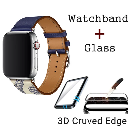 Encre Beton Ремешок из натуральной кожи с логотипом Herm для Apple Watch Series 5, 4, 3, 2, 1, 44 мм, 40 мм, сменный ремешок для наручных часов iWatch - Цвет ремешка: Encre Beton