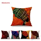 Африканская женщина с повязкой на голову шарф абстрактная черная женская домашняя декоративная наволочка для дивана из хлопка и льна