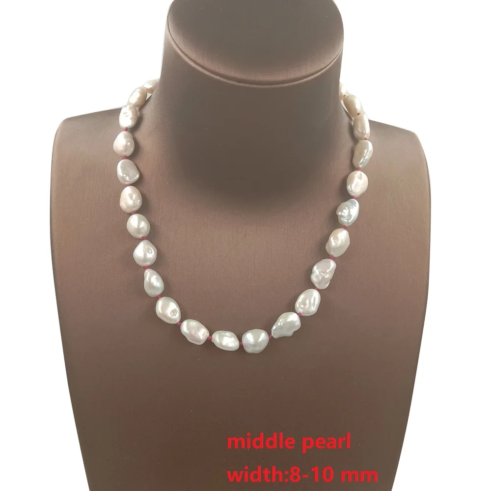 

30-54 CM 100% nature FRESHWATER PEARL NECKLACE ,9-11 mm baroque pearl choker necklace with nice clasp, color thread OEM WELCOME