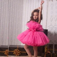 colorful hot pink tulle flower girl dresses first communication dress girls tutu wedding new year party dresses