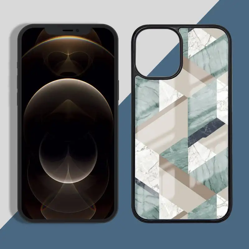 

Luxury Texture Geometric Marble Phone Case PC for iPhone 11 12 pro XS MAX 8 7 6 6S Plus X 5S SE 2020 XR