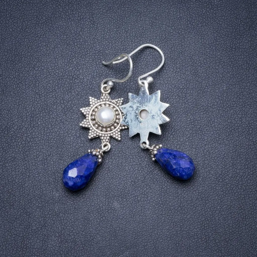 Уникальные серьги ручной работы из серебра 925 пробы с натуральным Сапфиром И