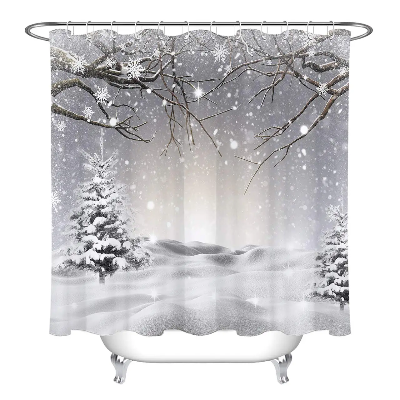 Занавеска для душа с зимним ландшафтом занавеска из полиэстера 60 х72 дюйма