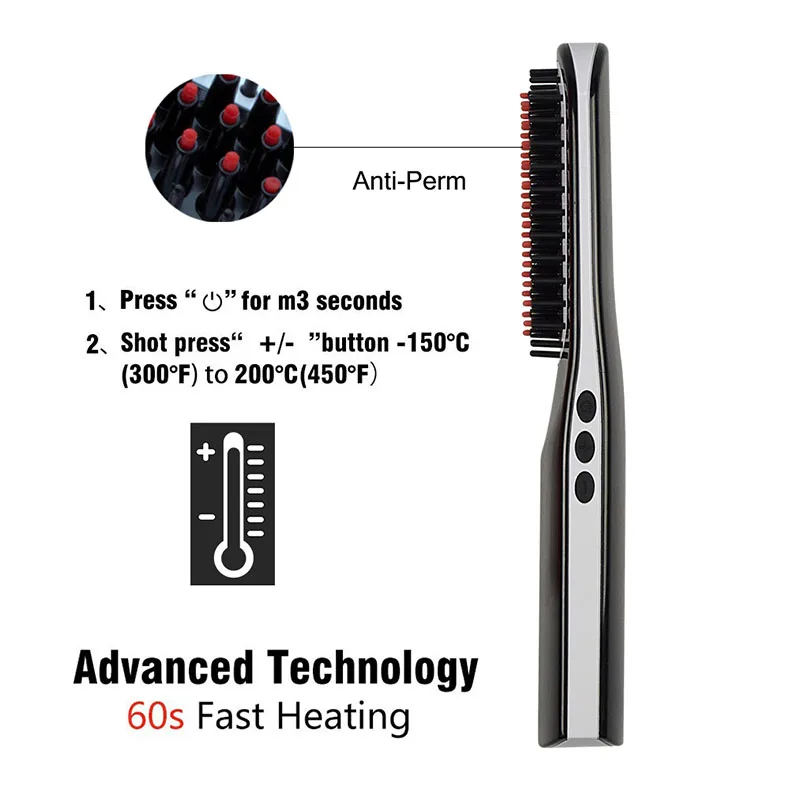 Беспроводной быстродействующий выпрямитель для бороды мужчин стайлер