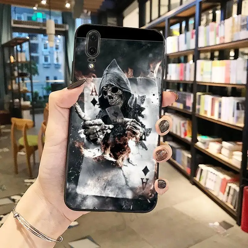 

grim Reaper Poker Skull art Phone Case For Huawei honor Mate P 10 20 30 40 Pro 10i 9 10 20 8 x Lite