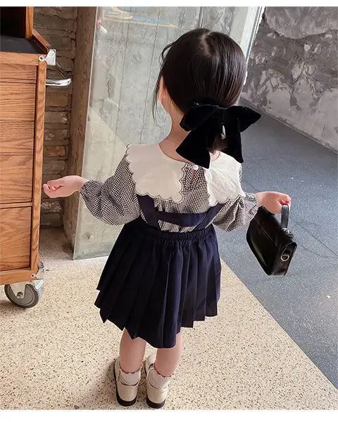 

Girls Spring and Autumn Clothing Sets Babys Fashion Cotton Skirt Childrens Princess Suspender Dress Two-piece