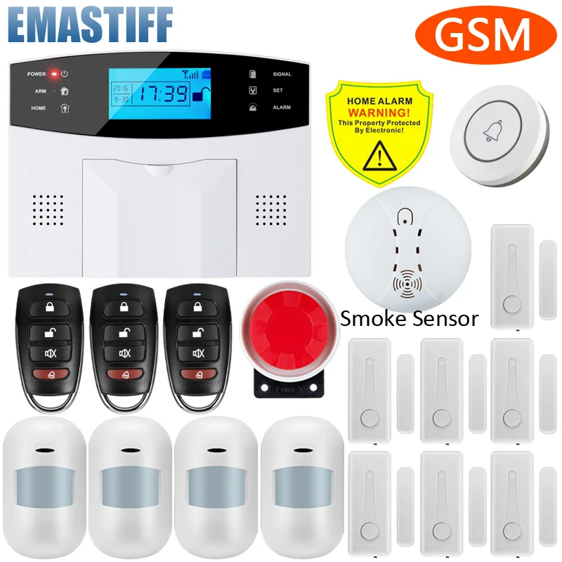 Wired & Wireless GSM Home Burglar Security Alarm System 433MHz Spanish English Russian Language Intercom