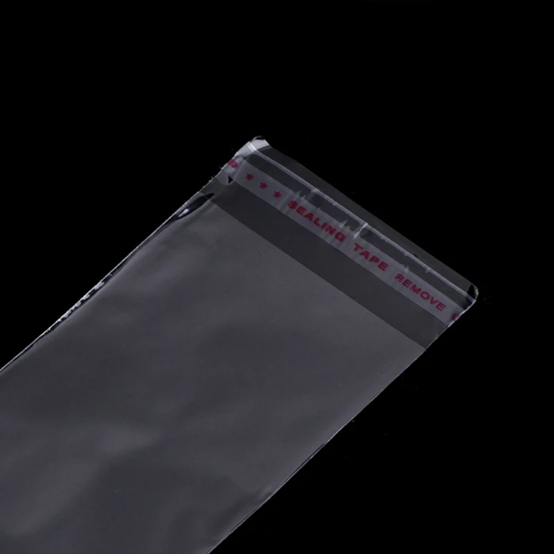 

87HC 100Pcs/Set Plastic Packing Bag Transparent Self Adhesive Jewelry Seal 6x12cm