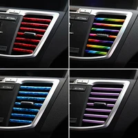 10 pcs colorful car accessories diy car interior air conditioner outlet vent grille chrome decoration strip silvery car styling