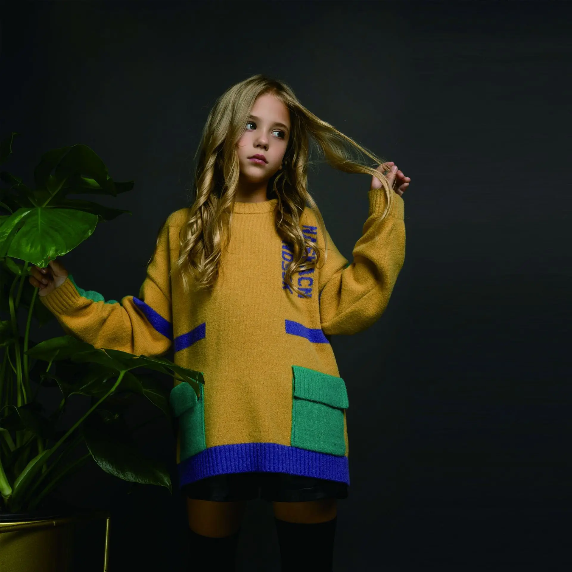 Новинка пуловер для девочек свитер сезон осень зима Детский с принтом модная