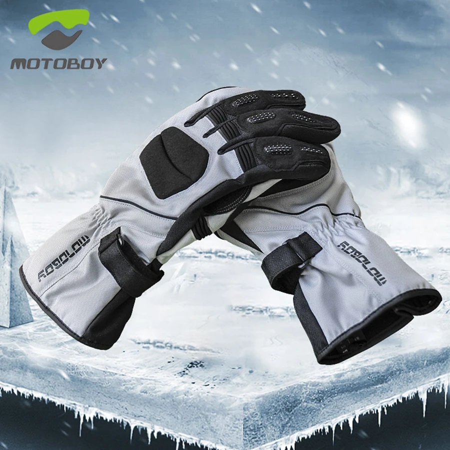 MOTOBOY Motorcycle Gloves 100% Waterproof Windproof Winter Warm Touch Screen Reflective Light Moto Gloves