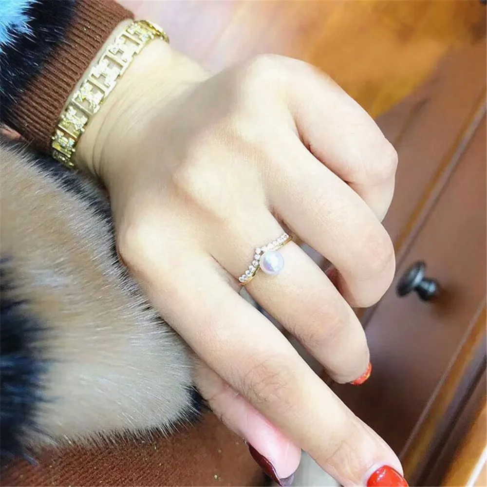 Красивое Брендовое ювелирное изделие кольца для пустотелыми листьями и жемчугом