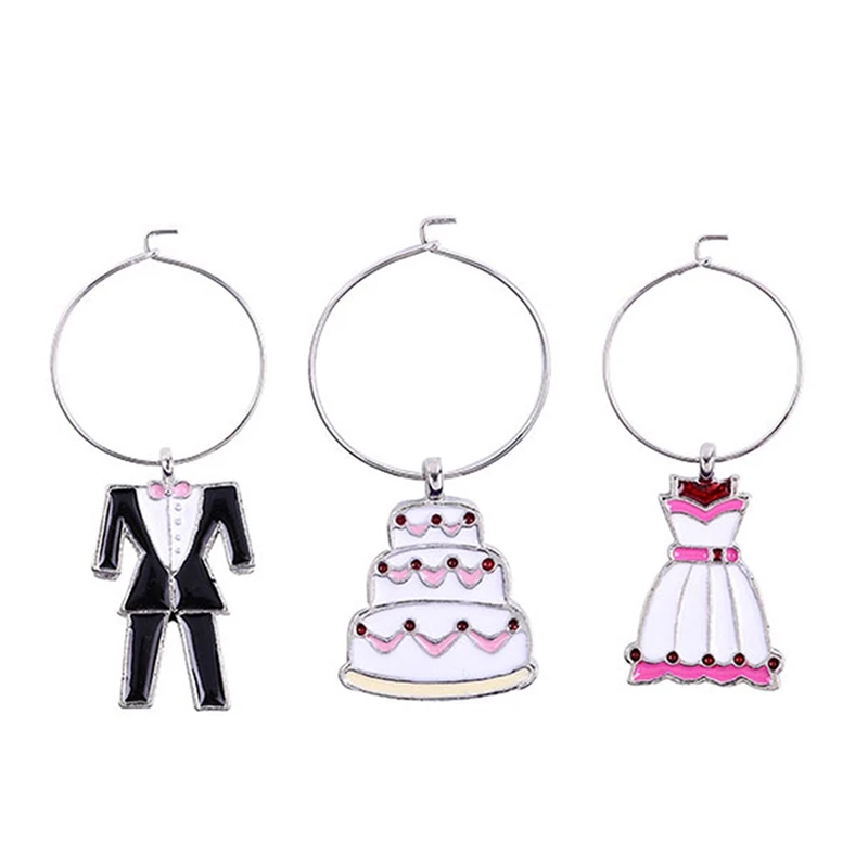 5 шт. невеста жених кулон Платье бокал вина чашки кольцо бирки маркеры декор