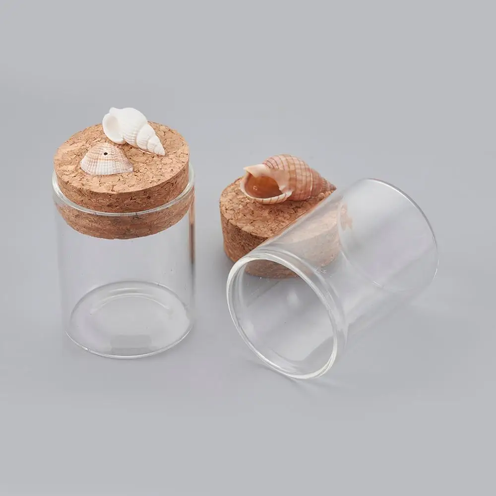 

10pcs Glass Jar Bead Containers with Cork Stopper Random Color Shell Decorative Wishing Bottle Mini Containers 47x80mm