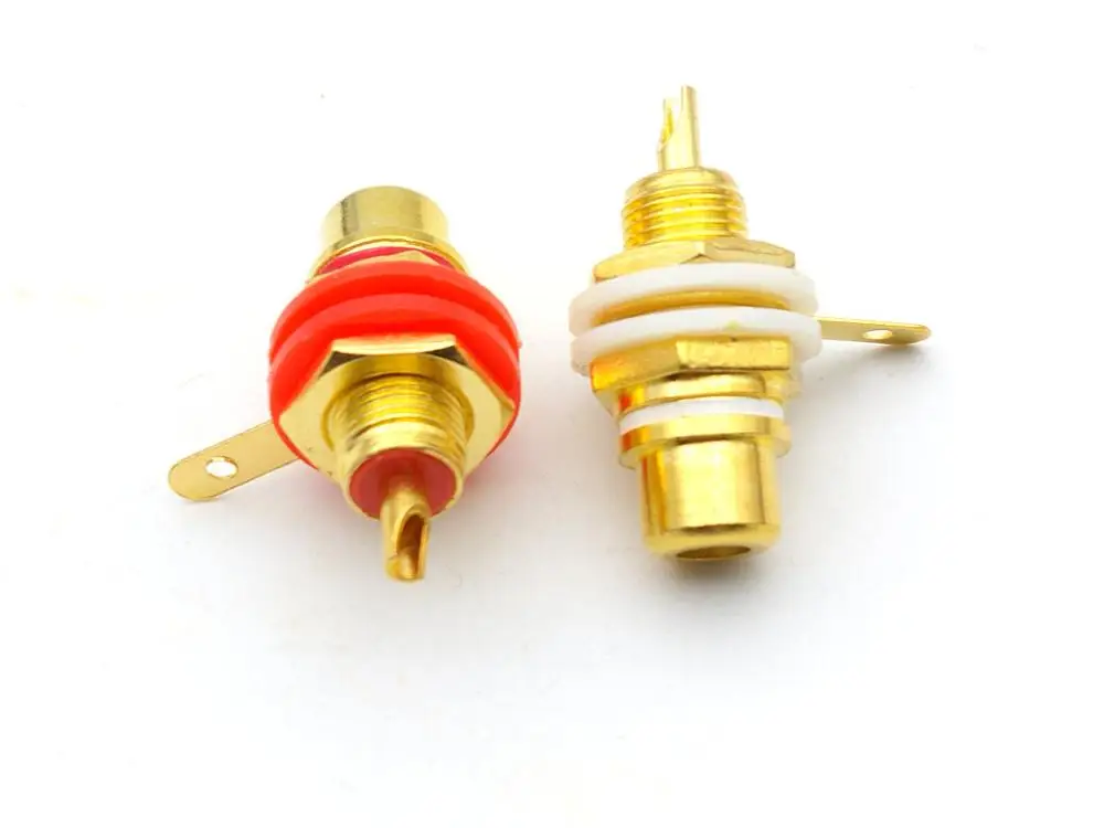20 шт./лот позолоченный RCA гнездовой разъем аудио усилитель шасси розетка красный