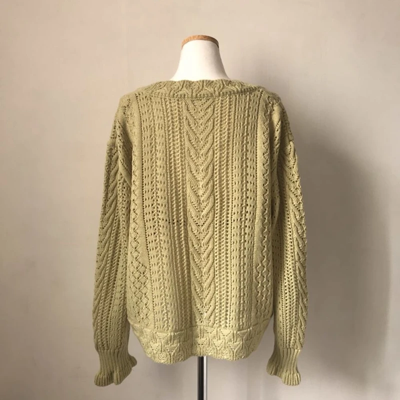 RealShe свитер кардиган для женщин с v образным вырезом полый Однотонный женский 2020