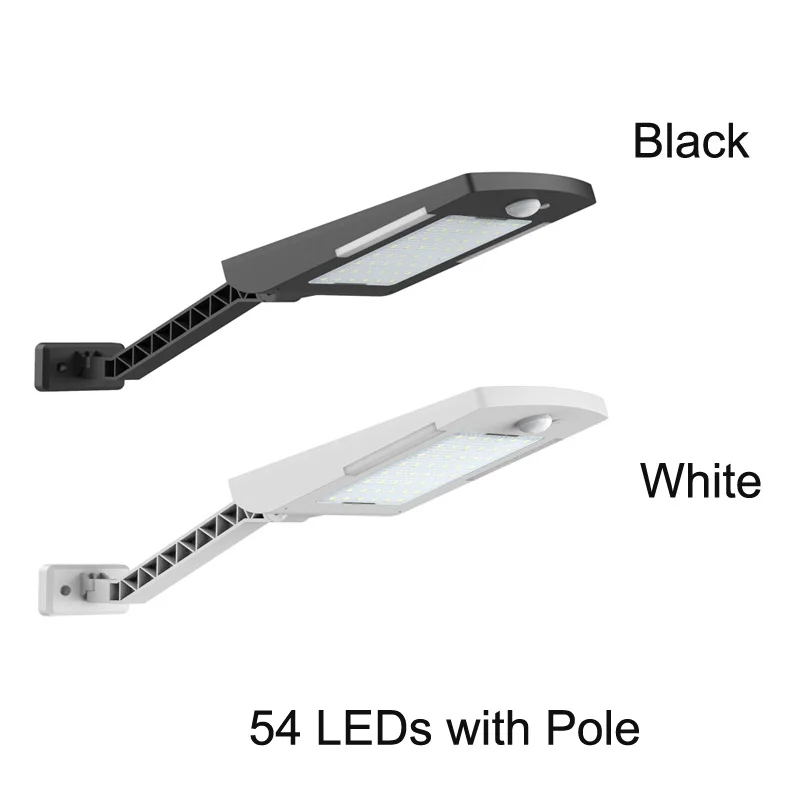 54 LEDs with Pole Солнечный уличный светильник для сада, светодиодный уличный светильник с датчиком, лампа на солнечной энергии, водонепроницаемый садовый Точечный светильник - Испускаемый цвет: 54 LEDs with Pole