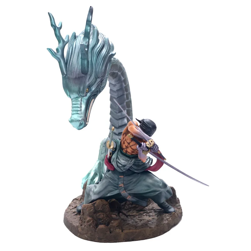 

[Funny] Crafts 33cm anime one piece Zoro dragon combat Version figure Statue PVC toy Luffy doll collection model kids gift