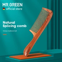 mr green natural wood comb splicing structure hair comb fine tooth brush anti static hairdressing hair scalp massage tools gift