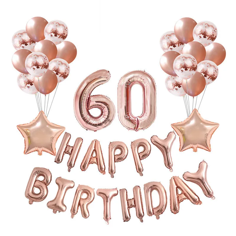 

32inch Number Aluminum Foil Balloons Rose Gold Digit Figure Balloon Child Adult Birthday Wedding Decor Party Supplies