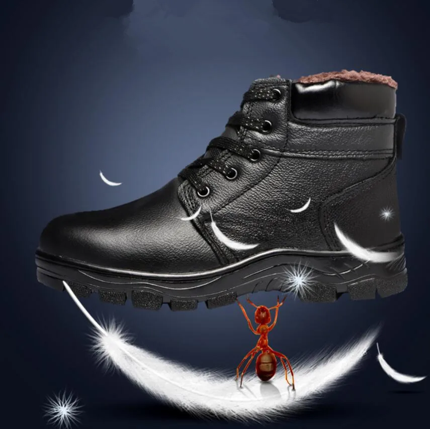 Мужские рабочие защитные ботинки со стальной стелькой зимние кожаные для мужчин