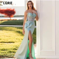 lorie mermaid prom dresses high leg slit crystals fish bone formal prom party dress evening dress party gown robes de soir%c3%a9e