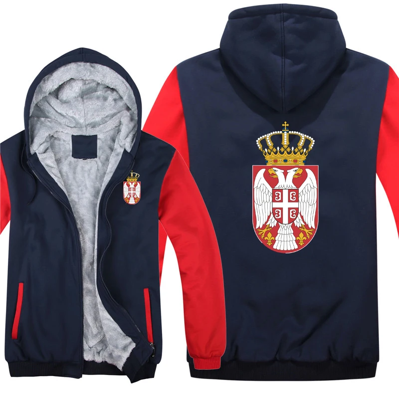 Толстовка с капюшоном в виде герба Сербии мужское крутое пальто утепленная