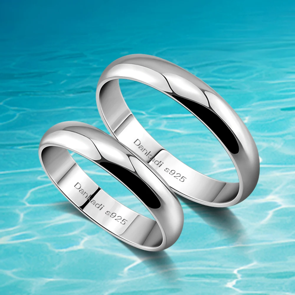 Модное простое изящное ювелирное изделие гладкие парные кольца из стерлингового